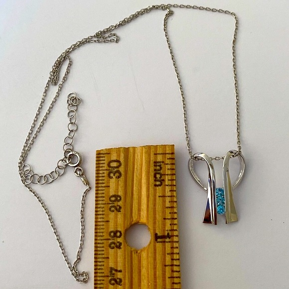 💎Blue real topaz stones 925 silver necklace - Picture 2 of 3